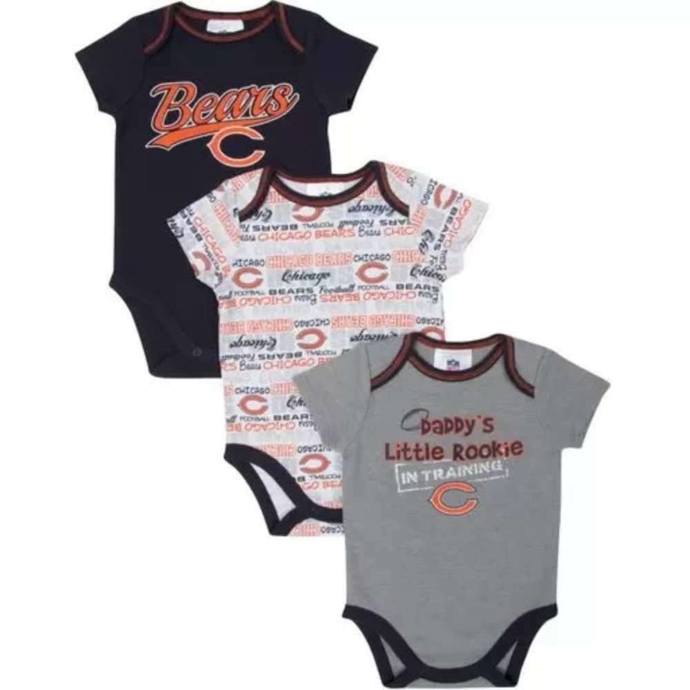 Chicago Bears Short Sleeve Infant Bodysuit - 3 Pack, NWT